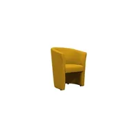 fauteuil de salon meubletmoi fauteuil cabriolet rond en tissu jaune moutarde - cabri