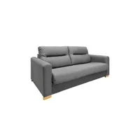banquette-lit meubletmoi canapé convertible 2p tissu gris chiné couchage 140x190 cm - vigo