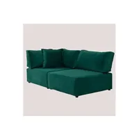 canapé d'angle modulable 2 pièces en velours kata vert jungle 75 cm