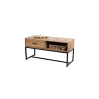 table basse maison et styles table basse 1 tiroir 100x40x50 cm marron et noir - oka