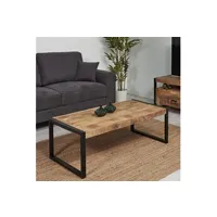 table basse maison et styles table basse 120 cm en manguier et métal - oqui