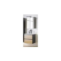 salle de bain complète ac-deco ensemble meuble vasque + armoire miroir - 60 cm - monako grey oak