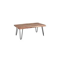 table basse maison et styles table basse 100x69x39 cm en acacia naturel et métal noir