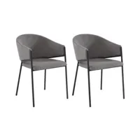 chaise pascal morabito lot de 2 chaises avec accoudoirs en tissu et métal noir - gris - ordida de