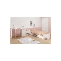 chambre complète enfant parisot chambre complète enfant 3 pièces zodiac - lit + chevet + bureau - décor blanc mat -