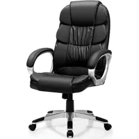 fauteuil de salon giantex fauteuil de bureau ergonomique à roulettes avec accoudoirs rembourrés chaise de bureau en cuir hauteur réglable charge 150kg