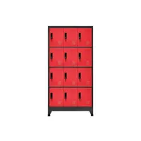 armoire à casiers anthracite et rouge 90x45x180 cm acier