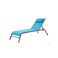 chaise longue - transat ozalide transat de jardin gozo en acier - bleu canard