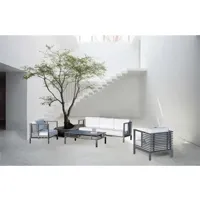 hevea salon de jardin sofa grinvil-8 d anthracite tissus blanc anais dralon