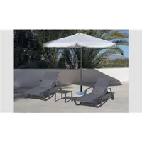 chaise longue - transat hévéa hevea ensemble de jardin bain de soleil pack marina-24 anthracite/gris