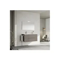 armoire de salle de bains murale 100 cm en bois gris avec lavabo à gauche new york