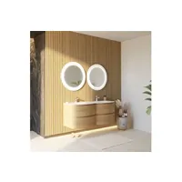 meuble de salle de bain kiamami valentina armoire murale courbe de 140 cm en chêne pour double vasque en résine los angeles