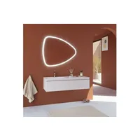 meuble de salle de bain kiamami valentina armoire de salle de bains suspendue blanche, lavabo décentré et miroir en forme de goutte d'eau seattle