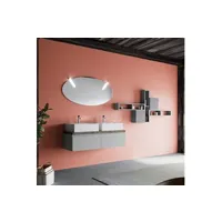 armoire de salle de bain murale à double vasque en céramique de 120 cm et miroir ovale