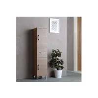 meuble de salle de bain kiamami valentina colonne de salle de bain 150cm 2 portes et 1 tiroir chêne naturel avec pieds rimini