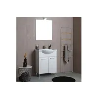 armoire de salle de bain en chêne blanc de 65 cm avec 2 portes rimini