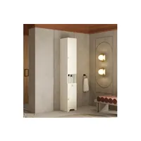 meuble de salle de bain kiamami valentina colonne de salle de bain haute en blanc décapé style shabby chic série toscane
