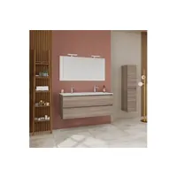 meuble de salle de bain kiamami valentina armoire murale à double vasque pour salle de bain avec tiroirs en chêne naturel 120cm berlin
