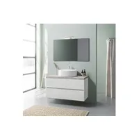 lavabo suspendu meuble vasque 100cm chêne blanc et plan beton avec lavabo à poser