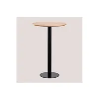 table de chevet sklum table haute de bar ronde en placage de frêne frappe noir ø70 cm 105 cm