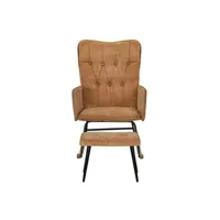 fauteuil de relaxation vidaxl chaise à bascule avec repose-pied marron vintage toile