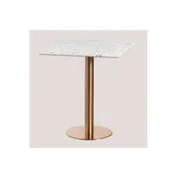 table de chevet sklum table de bar carrée en terrazzo (60x60 cm) malibu or rose blanc 74,5 cm