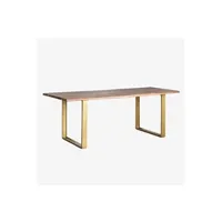 table à manger sklum table de salle à manger rectangulaire en bois d'acacia (220x105 cm) assier brun acacia 77,5 cm