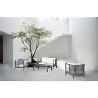 hevea salon de jardin sofa grinvil-7 d anthracite tissus blanc anais dralon