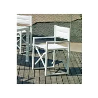fauteuil de jardin hévéa hevea fauteuil à manger pliable de jardin director blanc tissus blanc textilene