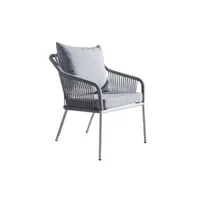 fauteuil de jardin hévéa hevea fauteuil à manger de jardin jasmyn-3 structure blanc corde plata(gris clair) tissus gris mariand dralon