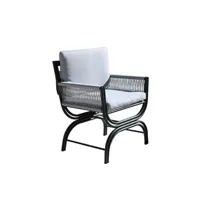 fauteuil de jardin hévéa hevea fauteuil à manger de jardin saona-30 structure anthracite corde plata(gris clair) tissus gris mariand dralon