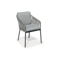 fauteuil de jardin hévéa hevea fauteuil à manger de jardin tulip-3/ar/d structure anthracite corde grise tissus gris mariand dralon