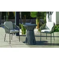 fauteuil de jardin hévéa hevea fauteuil à manger de jardin tulip-3/ar/d structure anthracite corde grise tissus blanc anais dralon