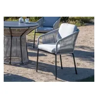 fauteuil de jardin hévéa hevea fauteuil à manger de jardin tulip-4/ar/d structure anthracite corde plata(gris clair) tissus gris mariand dralon