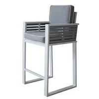 fauteuil de jardin hévéa hevea fauteuil haut à manger de jardin varna-3 structure blanc/détail gris plata tissus gris mariand dralon