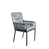 fauteuil de jardin hévéa hevea fauteuil à manger de jardin meriba-3 d structure anthracite corde plata(gris clair) tissus gris mariand dralon
