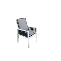 fauteuil de jardin hévéa hevea fauteuil à manger de jardin farah-3 structure blanc/détail anthracite tissus gris mariand dralon