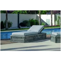 chaise longue - transat hévéa hevea bain de soleil cayman-100 anthracite/cordage gris tissus gris clair mariand dralon
