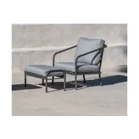 fauteuil de jardin hévéa hevea fauteuil + repose pieds alexis-1+5 anthracite tissus gris mariand dralon