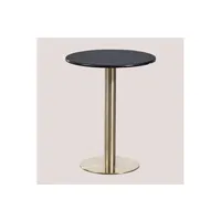 table basse sklum table de bar ronde en marbre cosmopolitan or champagne ø60 cm 74,5 cm