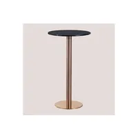 table à manger sklum table haute de bar ronde en marbre (ø60 cm) cosmopolitan or rose 104 cm