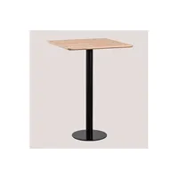 table haute de bar carrée en placage de frêne frappe noir ?? 70 cm 105 cm
