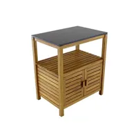 coffre de rangement proloisirs meuble de rangement fidgi à 1 compartiment en bois d'acacia - granite noir