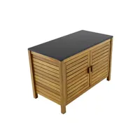 meuble de rangement fidgi à 2 compartiments en bois d'acacia - granite noir