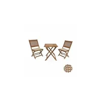 table de jardin bistrot cannage rond 2 places. bohémia. 1 table. 2 chaises 60x60x72 cm