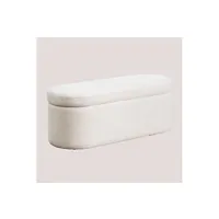 banc sklum banc avec rangement en chenille sereyco blanc 50 cm