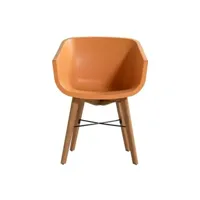 chaise de jardin chalet & jardin lot de 2 chaises amalia eucalyptus en résine - pieds en bois - orange