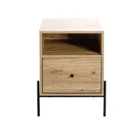 meuble console, table console en bois coloris chêne clair et métal coloris noir - longueur 45 x profondeur 47 x hauteur 60 cm - -