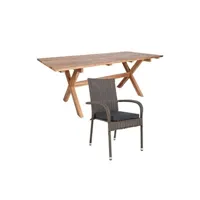 table de jardin en teck 200 x 90 cm + 6 chaises