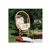 fauteuil de jardin en osier nika beige -